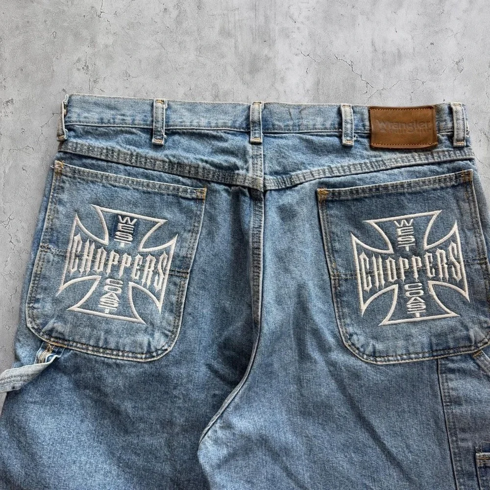 Wrangler West Coast Choppers Denim Carpenter Shorts Light Wash Mens 36